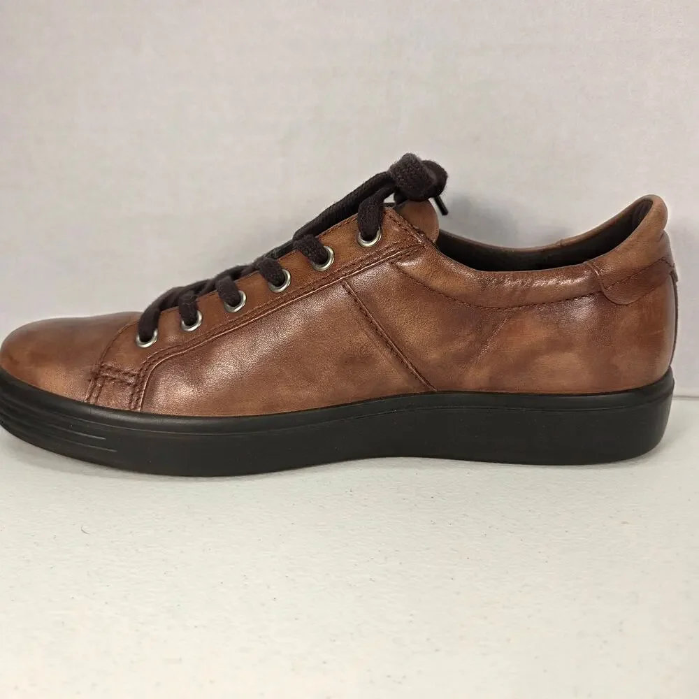 ECCO Danish Design Cognac Brown Leather Lace Up Casual Sneakers Shoes Mens EU 42